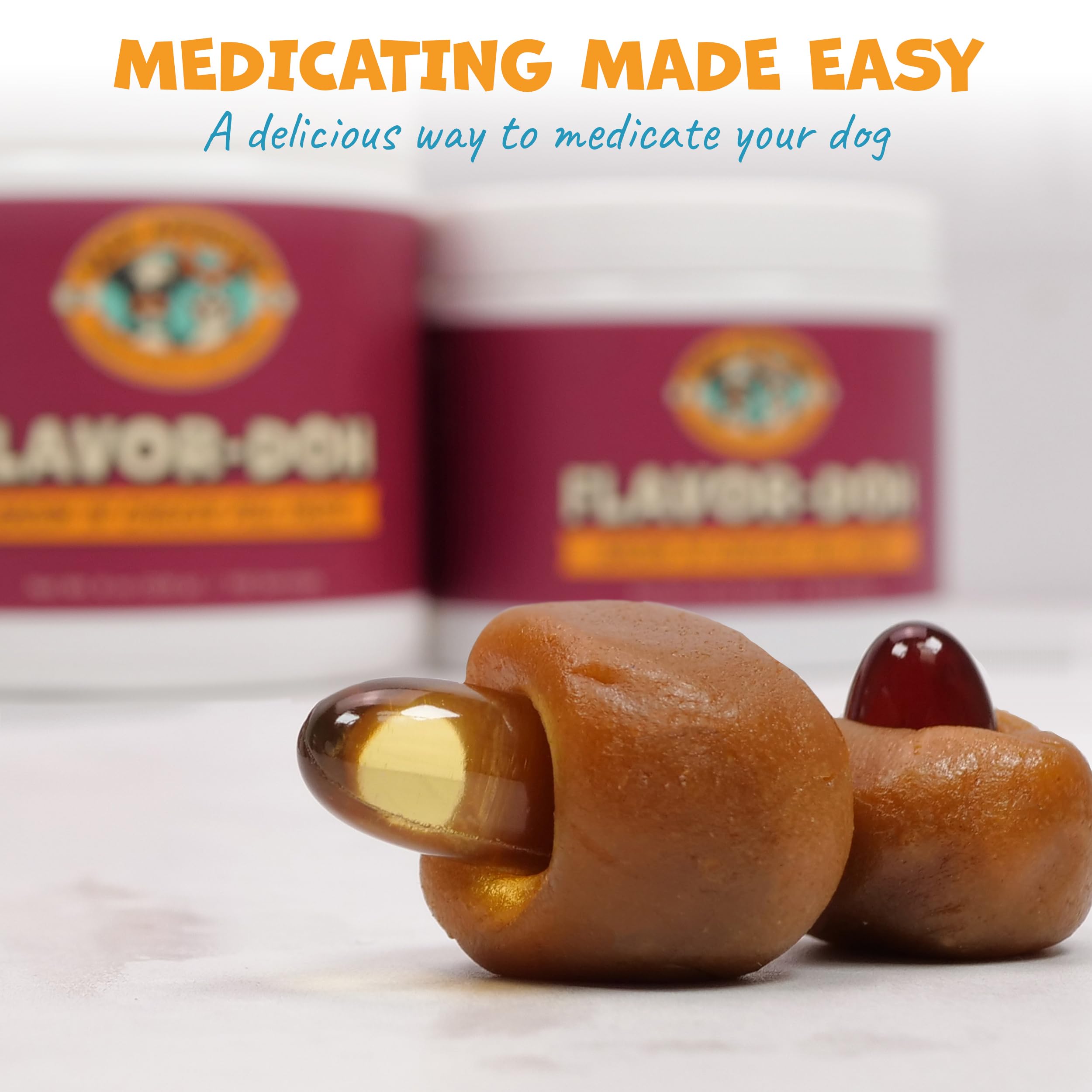 Pack Approved Flavor-Doh soft paste forms into dog treats to hide pills.