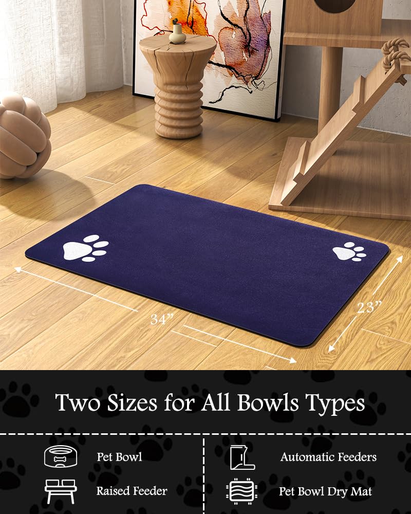 PADOOR multi-use pet mat for feeding and drying bowls.