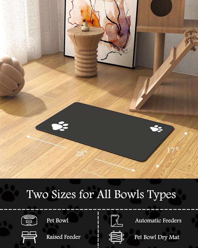 PADOOR multi-use pet mat doubles as a bowl-drying mat.