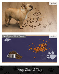 PADOOR no-stains dog-cat mat helps maintain a clean feeding zone.