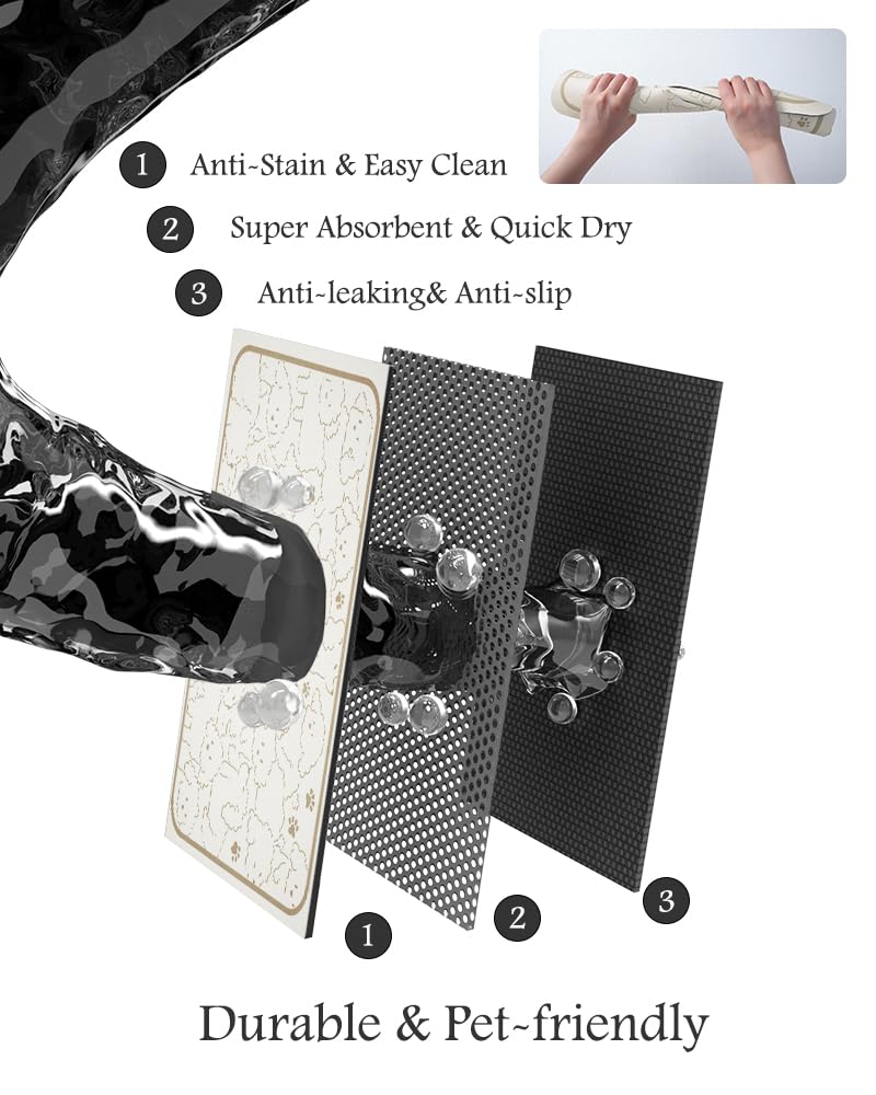 PADOOR no-stains mat resists marks from spills and splashes.