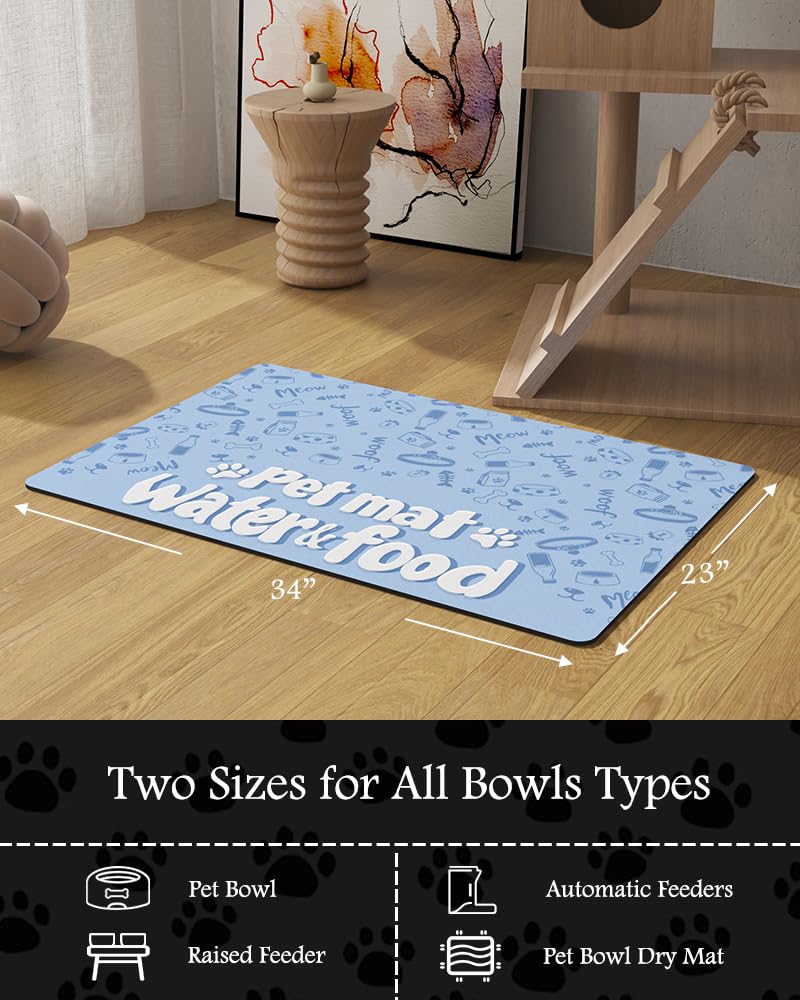 PADOOR pet bowl mat with anti-leak waterproof bottom protects floors and surfaces.