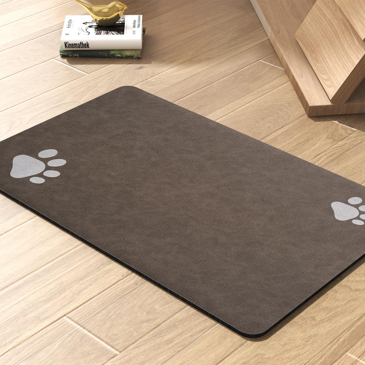 PADOOR Pet Feeding Mat absorbent brown 16x24 under bowls to keep spills contained.