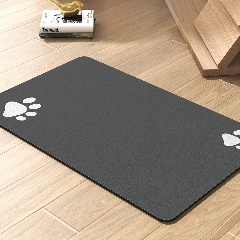 Padoor pet feeding mat absorbent keeps spills contained for a tidy mealtime.
