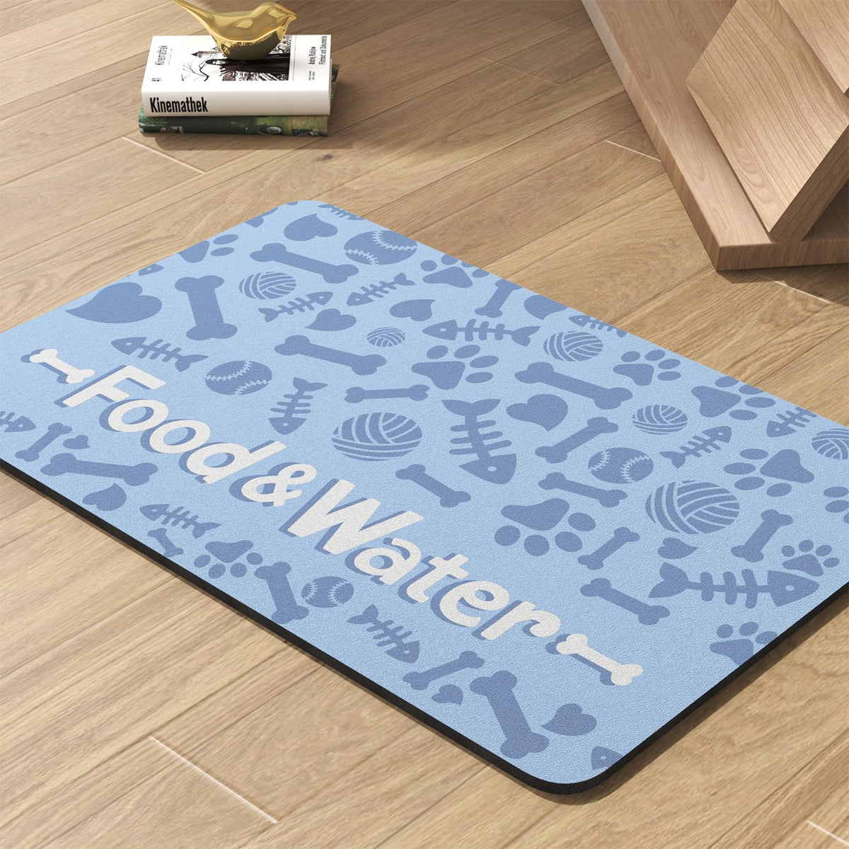 PADOOR bone-absorbent pet feeding mat shows quick-dry surface for messy drinkers.