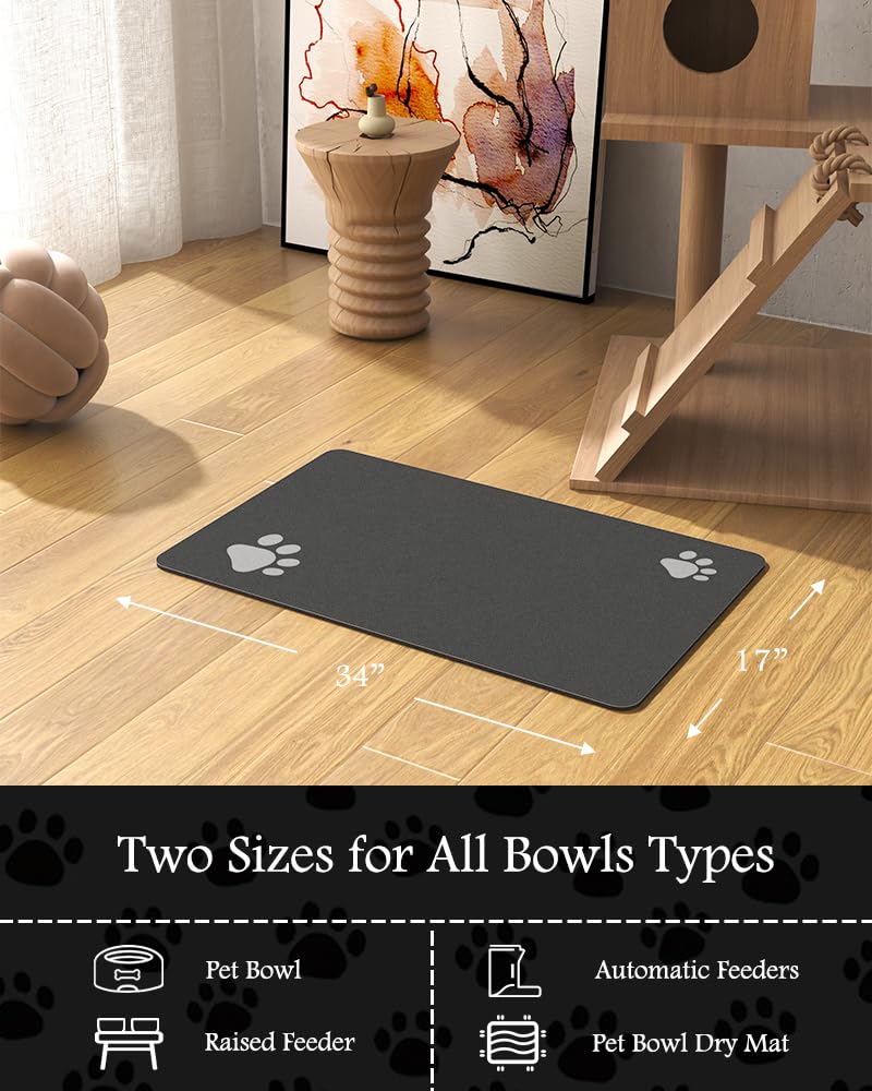 PADOOR Pet Feeding Mat waterproof bottom provides durable, mess-free meals.