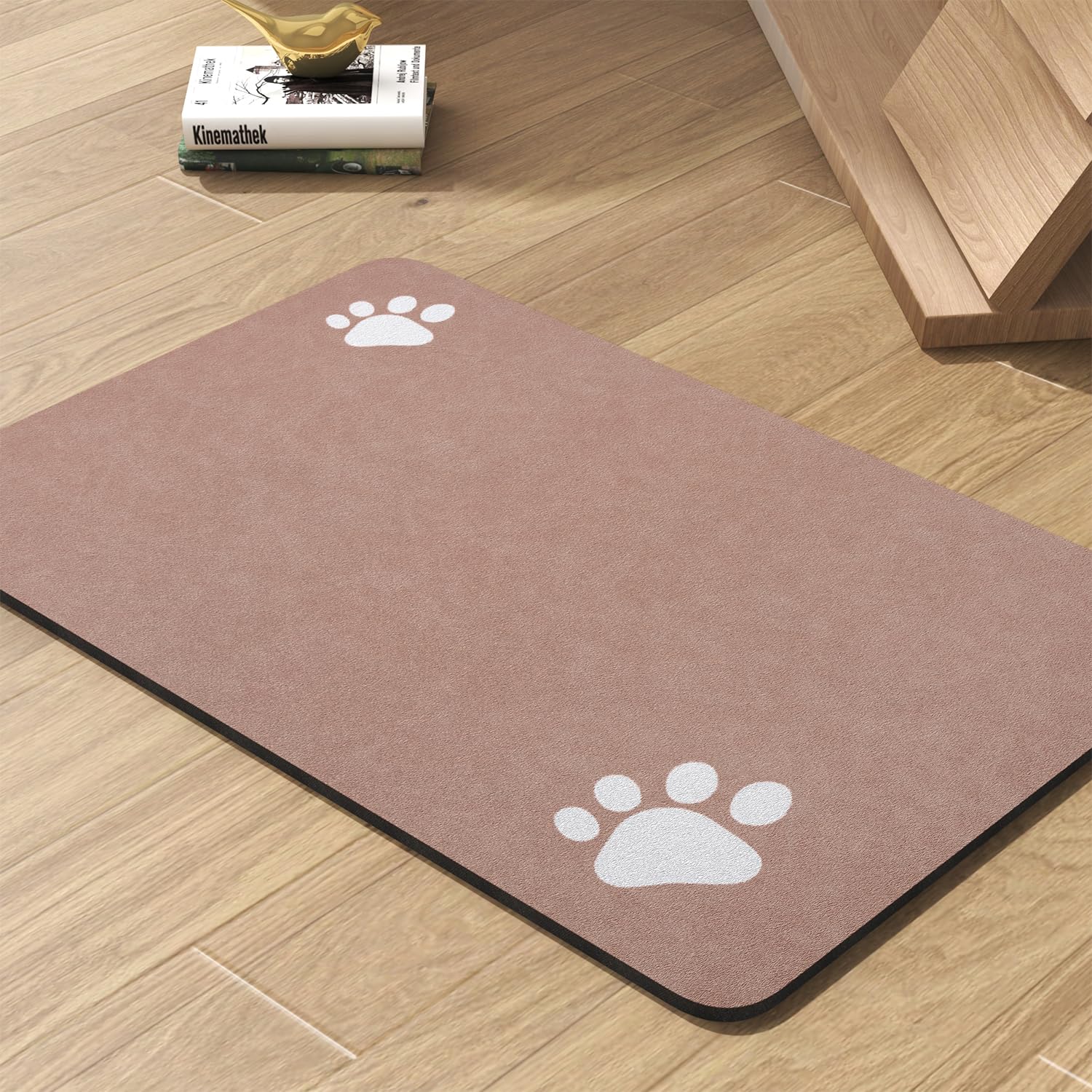 PADOOR pet feeding mat in dusty pink prevents spills and keeps bowls clean.