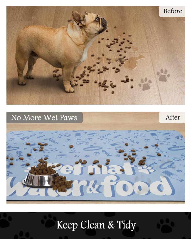 PADOOR pet feeding mat non-slip base keeps bowls stable.