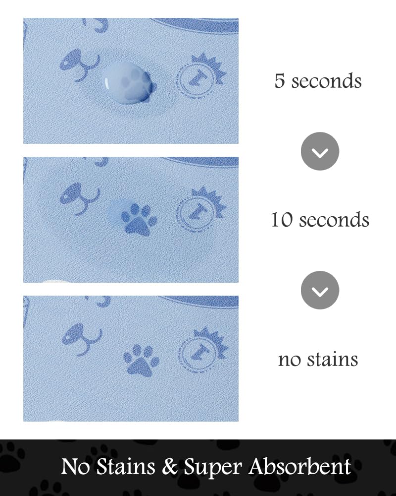 PADOOR pet feeding mat quick-dry surface helps spills dry quickly.