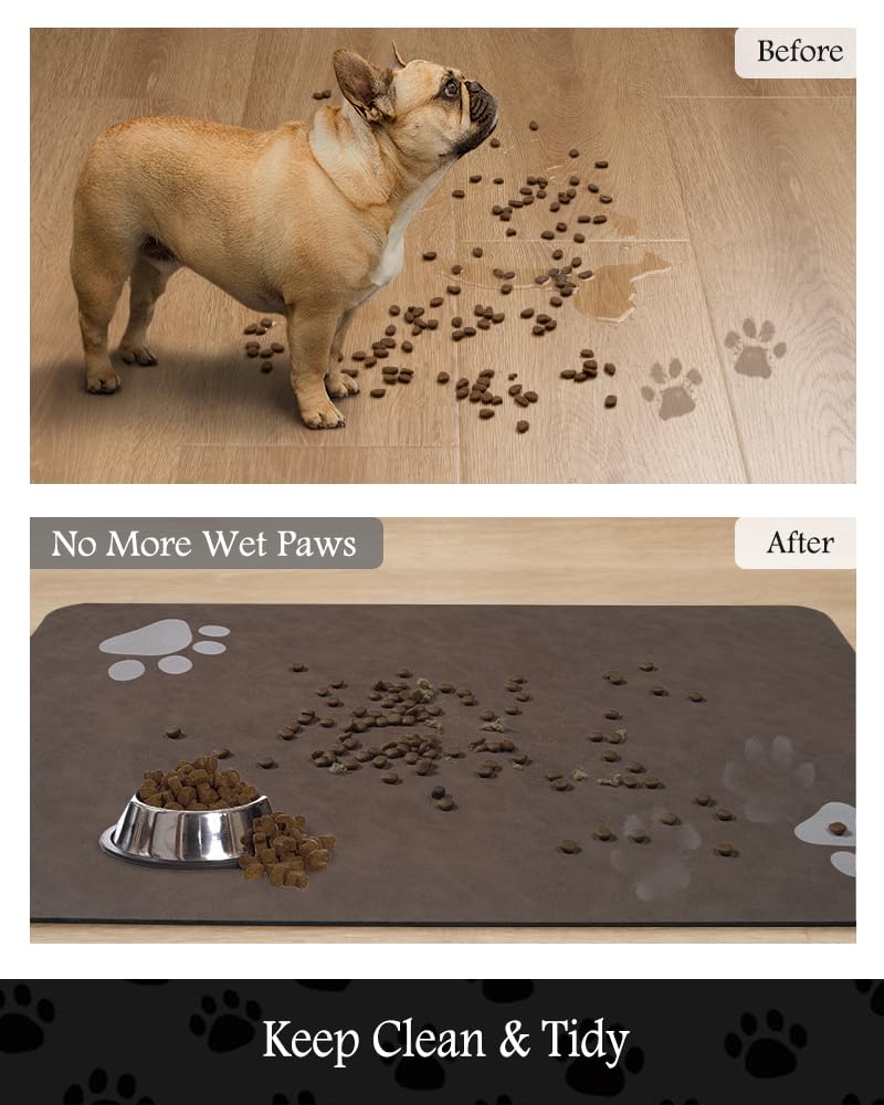 PADOOR absorbent mat dries quickly, keeping paws dry after meals.