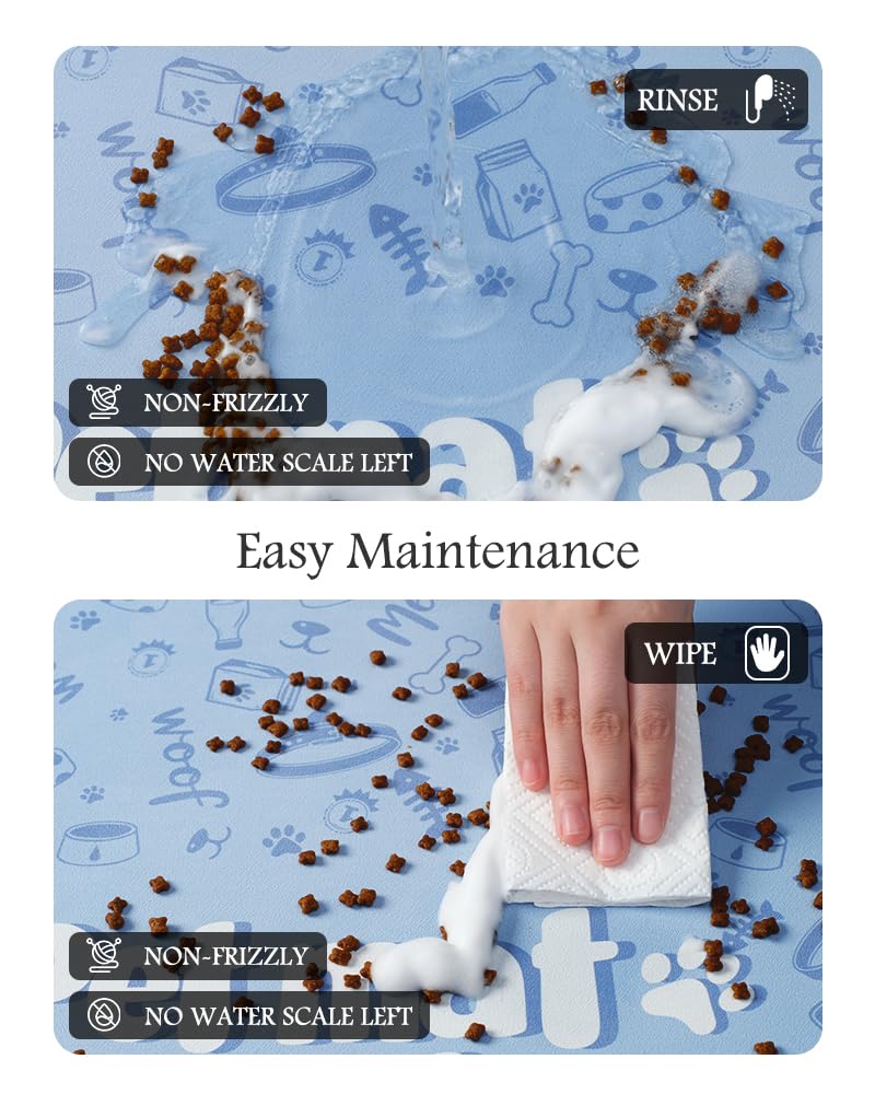 PADOOR pet feeding mat waterproof bottom protects floors from spills.