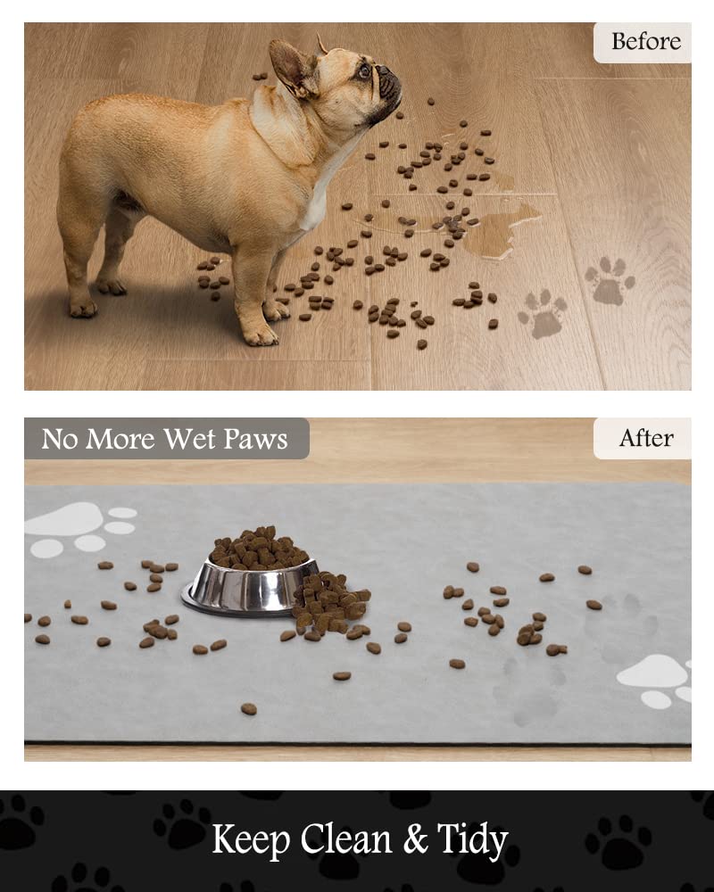 PADOOR pet mat offers quick-dry surface after meals.