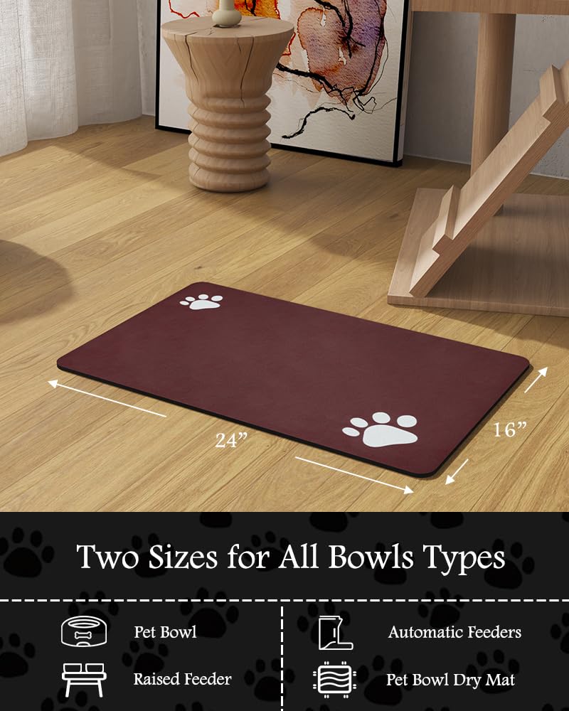 PADOOR red feeding mat for messy drinkers adds tidy dining setup.