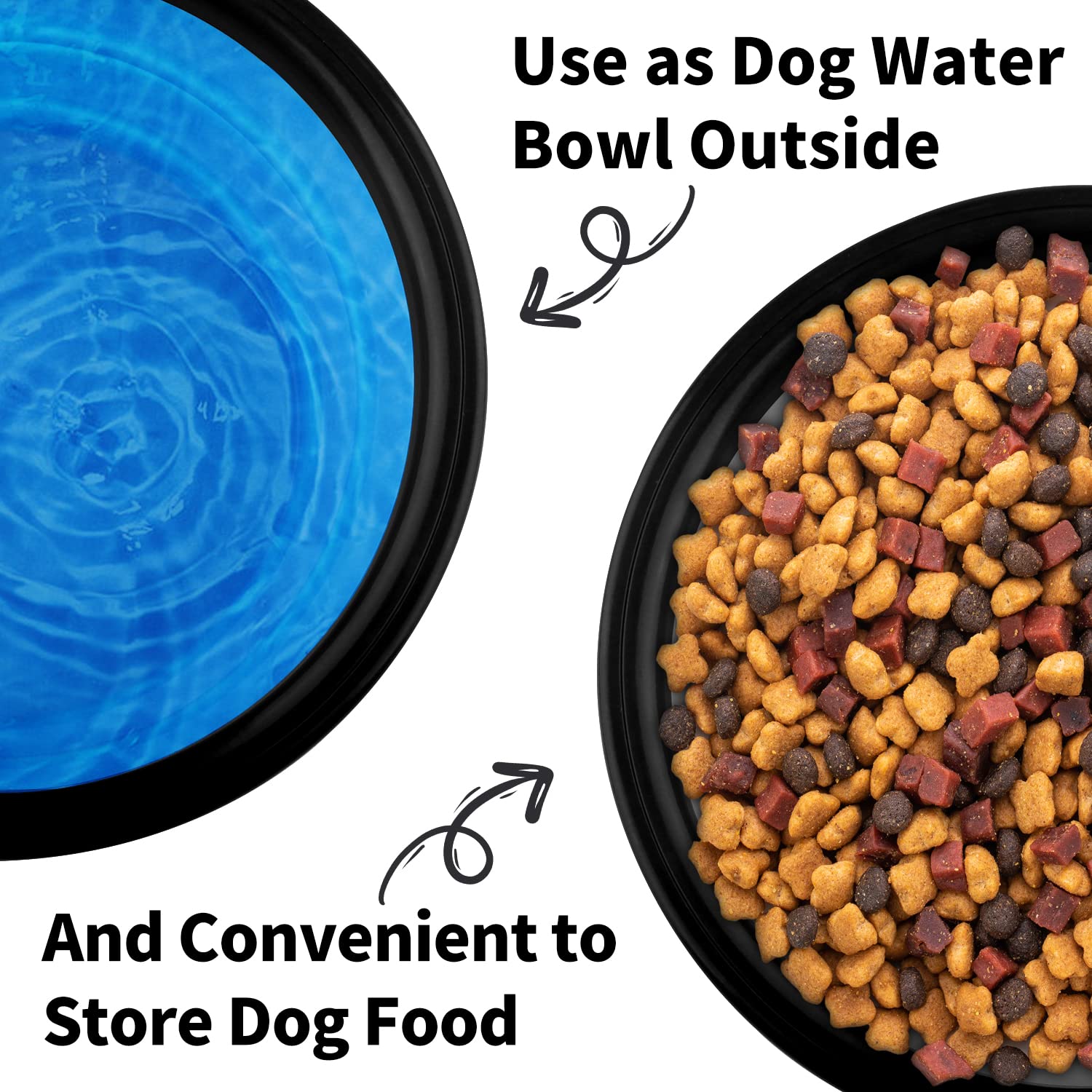 Paercute collapsible dog bowl expanded size shows 7.3 by 3.1 inches