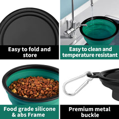 Paercute collapsible dog bowl travel set with carabiners