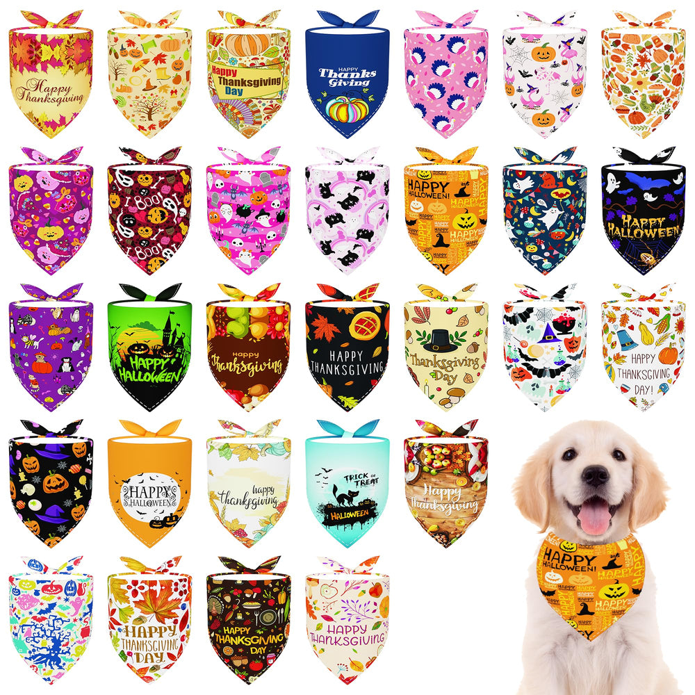 Pai Sence 30-pcs Halloween dog bandanas pack ready for festive pet photos