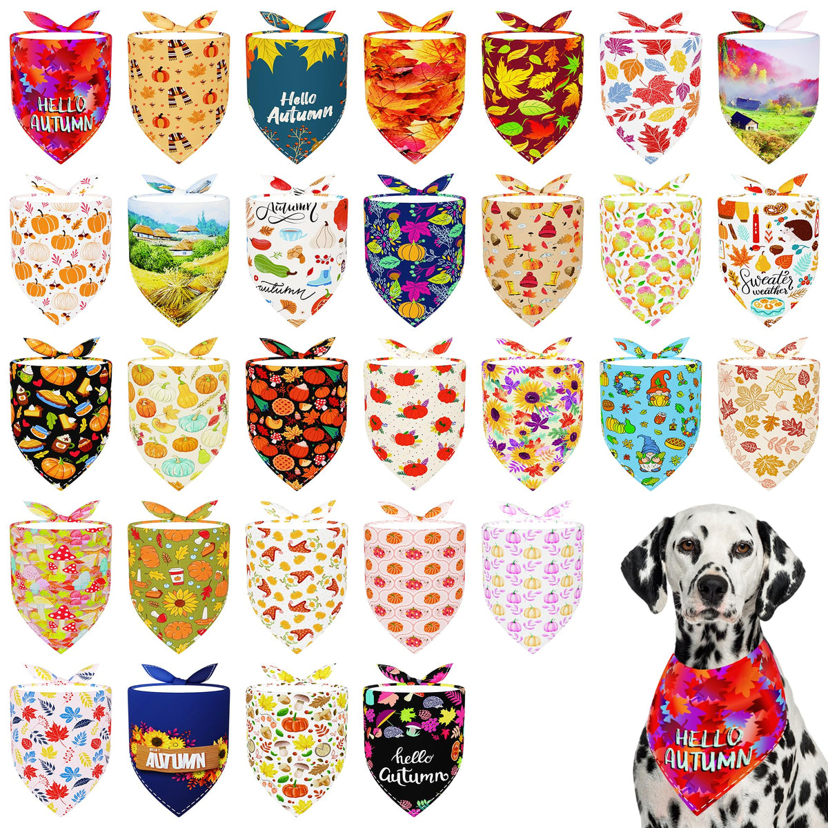 Pai Sence fall dog bandana 33x24 inch XL edge fits large dogs comfortably.