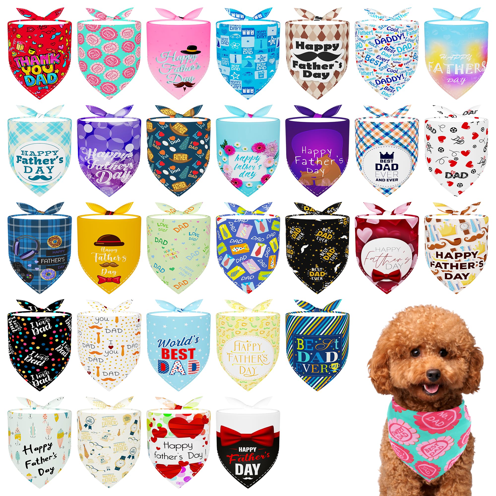 Pai Sence Fathers Day dog bandanas pack front view for easy gifting and styling