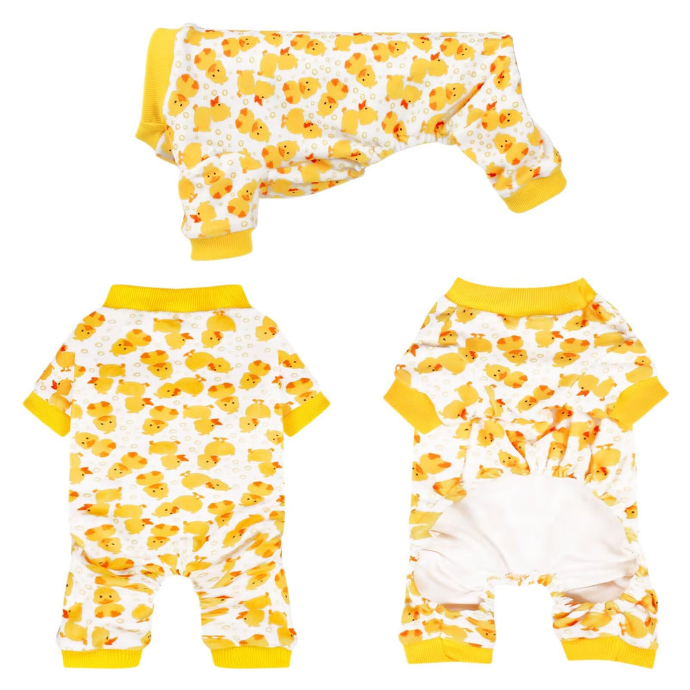 Paiaite Dog Pajamas Onesie side-fit illustrating stretchy design for movement