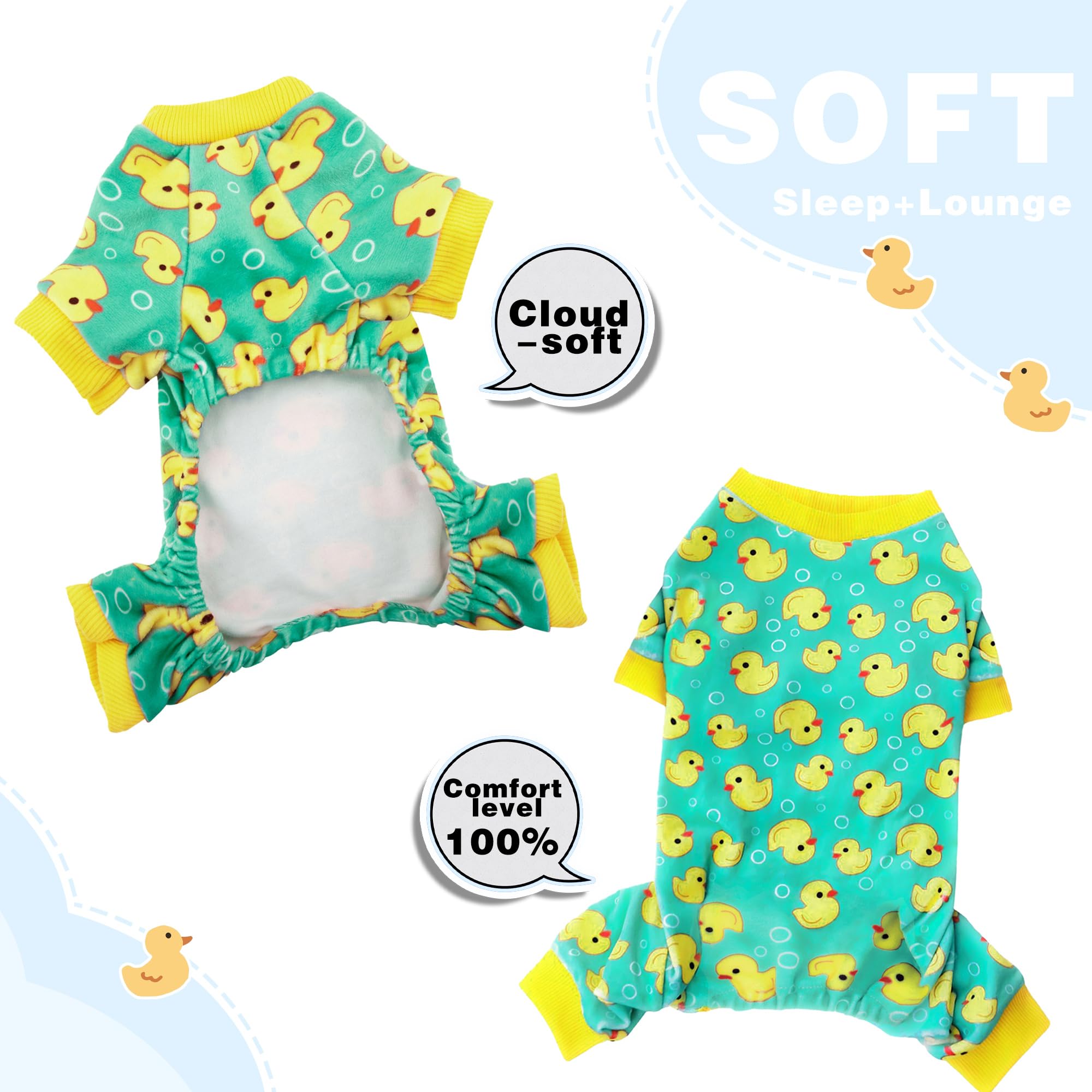Stretchy Paiaite dog pajamas fabric allows free movement for lounging and play