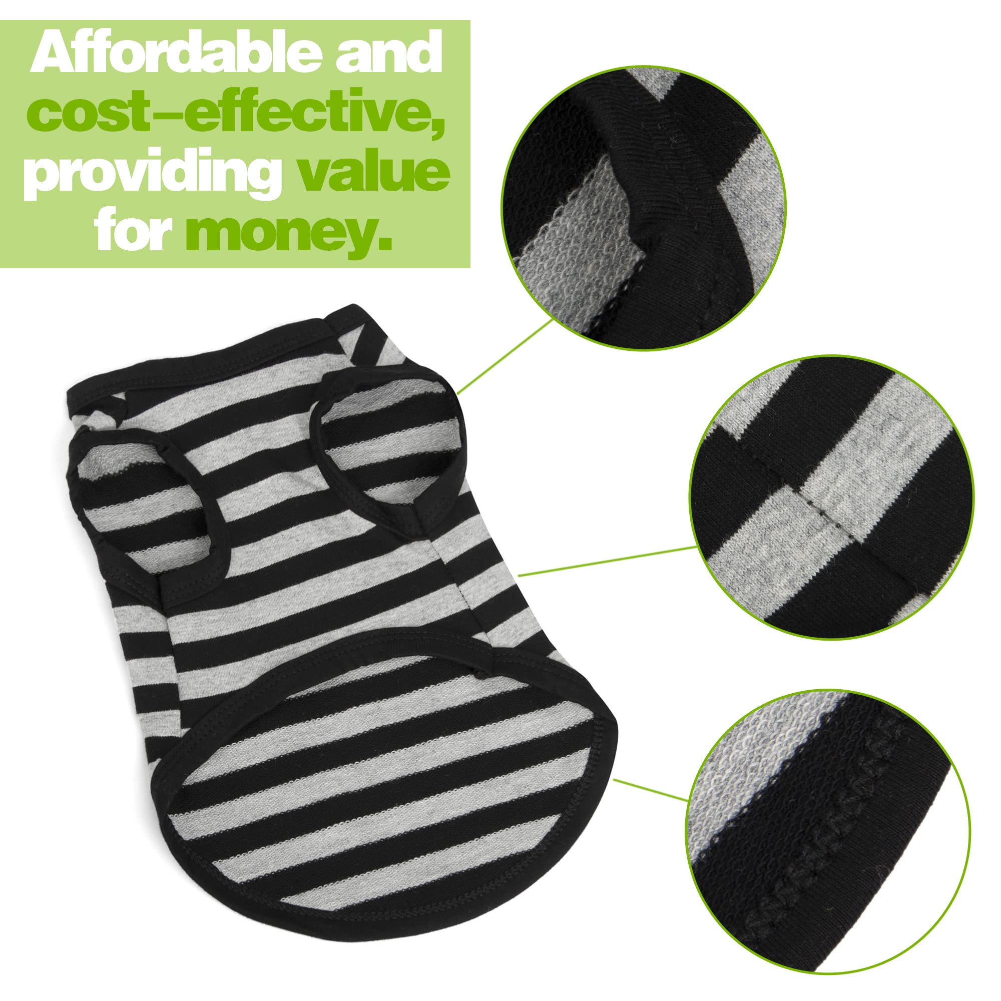 Paiaite dog striped shirt size chart aids accurate fit for small to XL dogs.