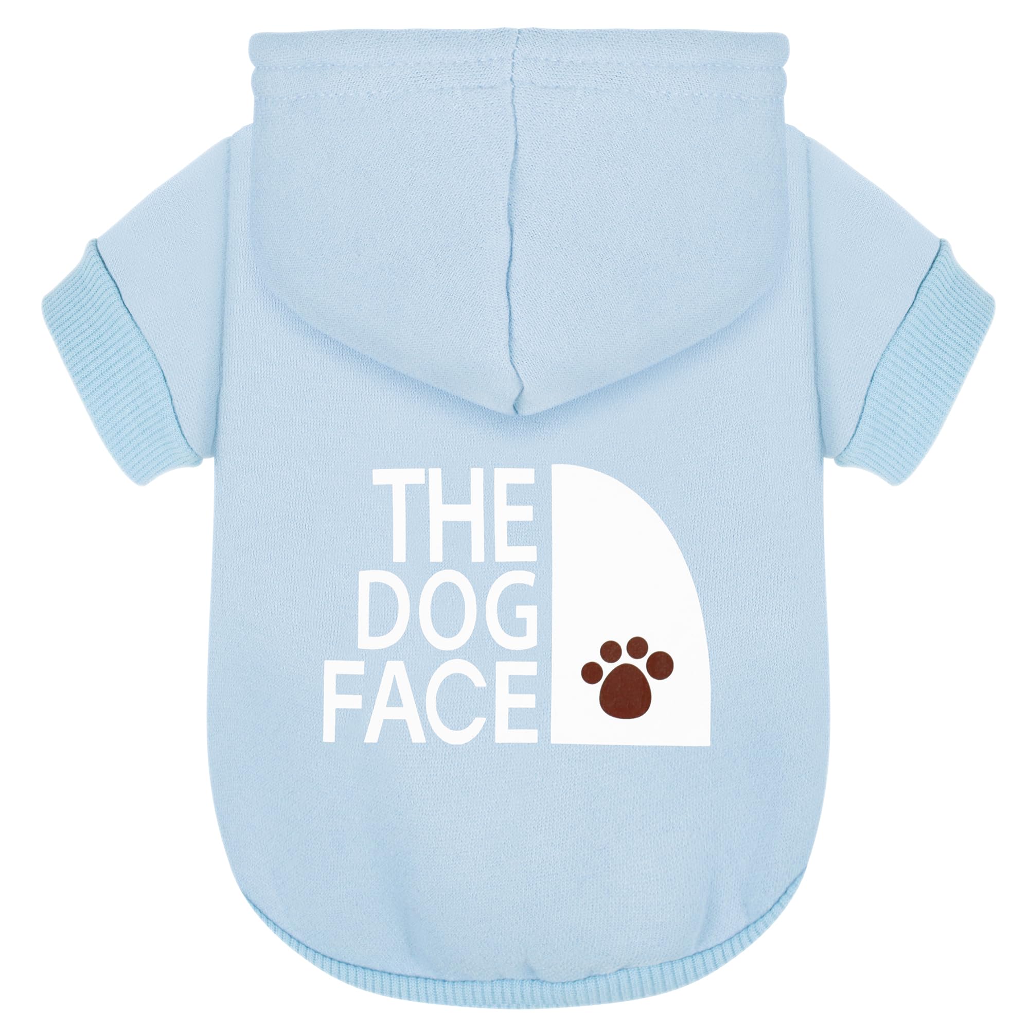 Paiaite light blue Chihuahua hoodie front view shows warm, snug fit.