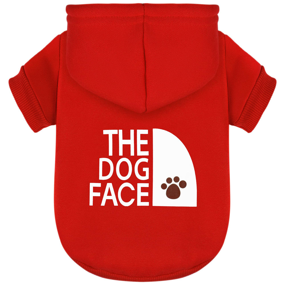 Paiaite red Chihuahua dog hoodie with the dog-face print for stylish warmth.