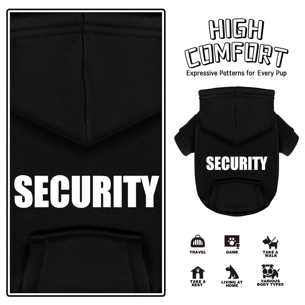 Paiaite security-printed hoodie leash-hole closeup reveals convenient walk-through design.