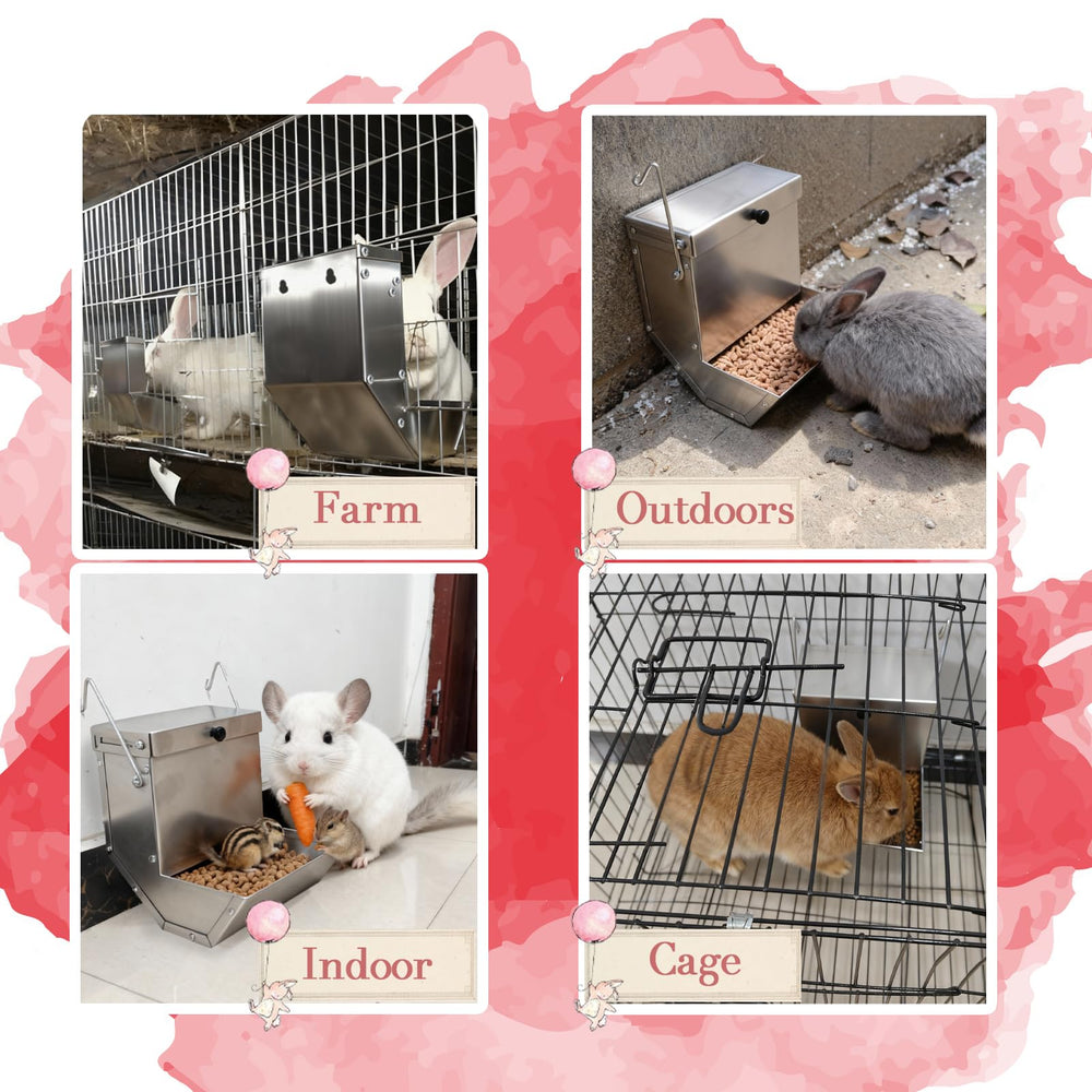 Paiaojia rabbits feeder with hanging mount for versatile cage placement.