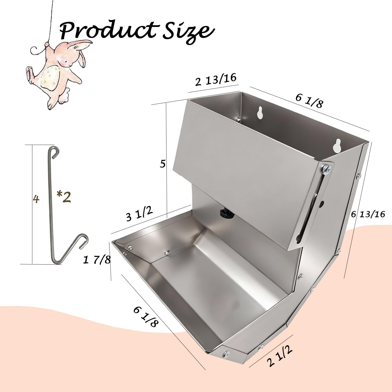 Paiaojia rabbits feeder sliding lid highlighting debris protection.