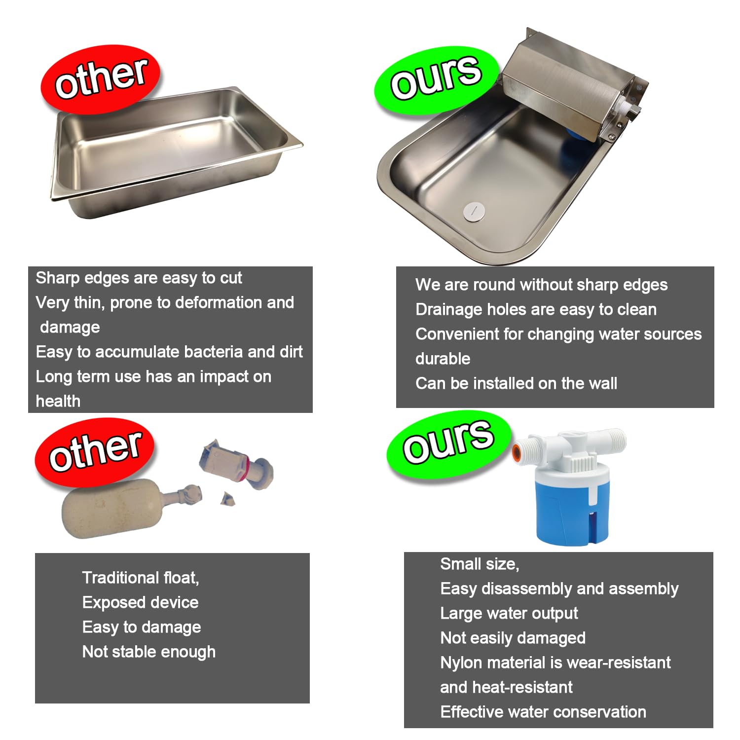 Paiaojia vertical float mechanism maintains constant water level for poultry and pets.