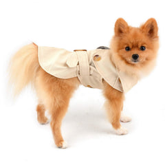 PAIDEFUL trench coat side view highlights slim belted fit for chic wear.