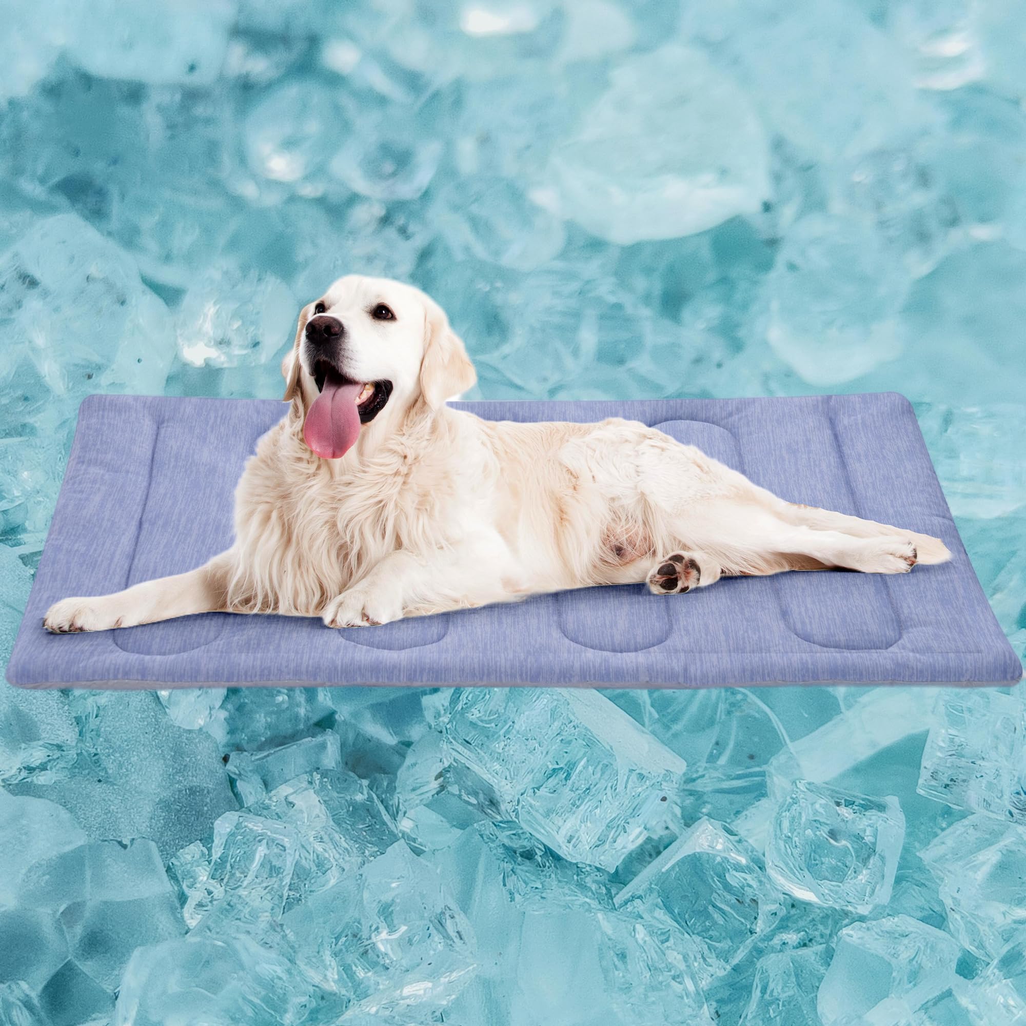 PAIGTEK cooling mat for large dogs in a cozy sleep scene for summer comfort.