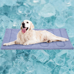 PAIGTEK cooling mat for large dogs in a cozy sleep scene for summer comfort.