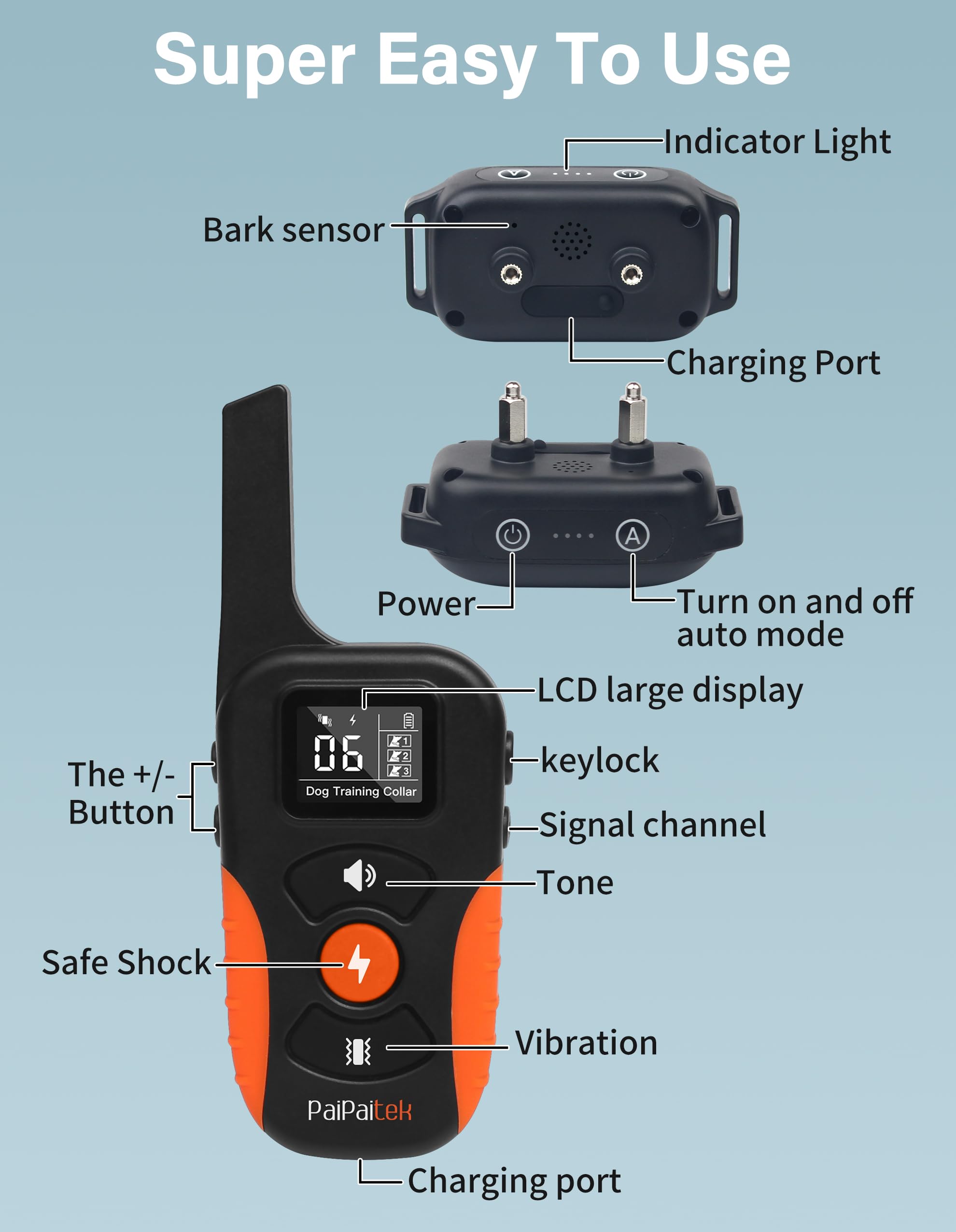 PaiPaitek multi-dog training capability with one remote in action