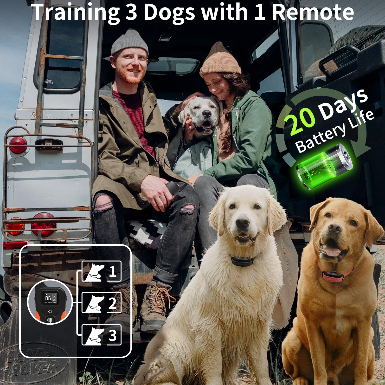 PaiPaitek adjustable collar fits dogs from 5 to 120 pounds.