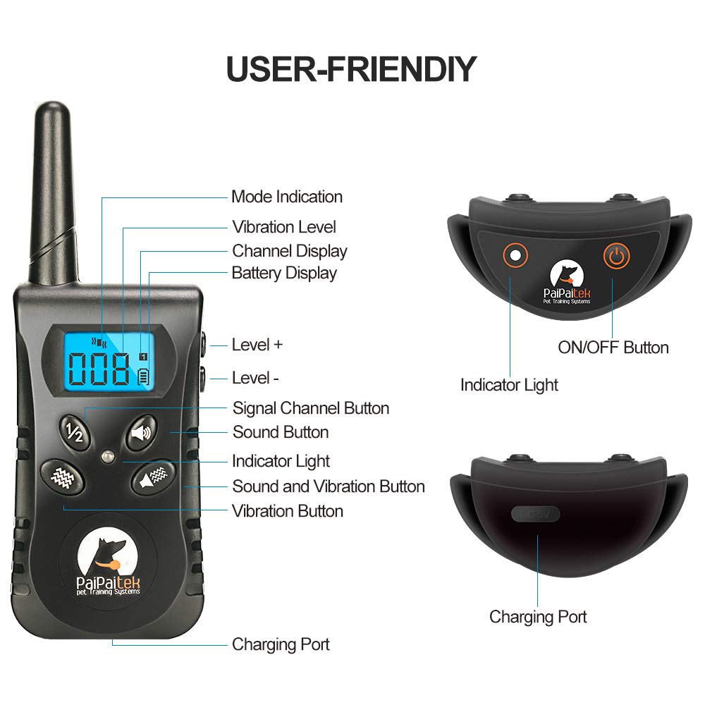 Paipaitek vibration collar battery life indicator during charging.