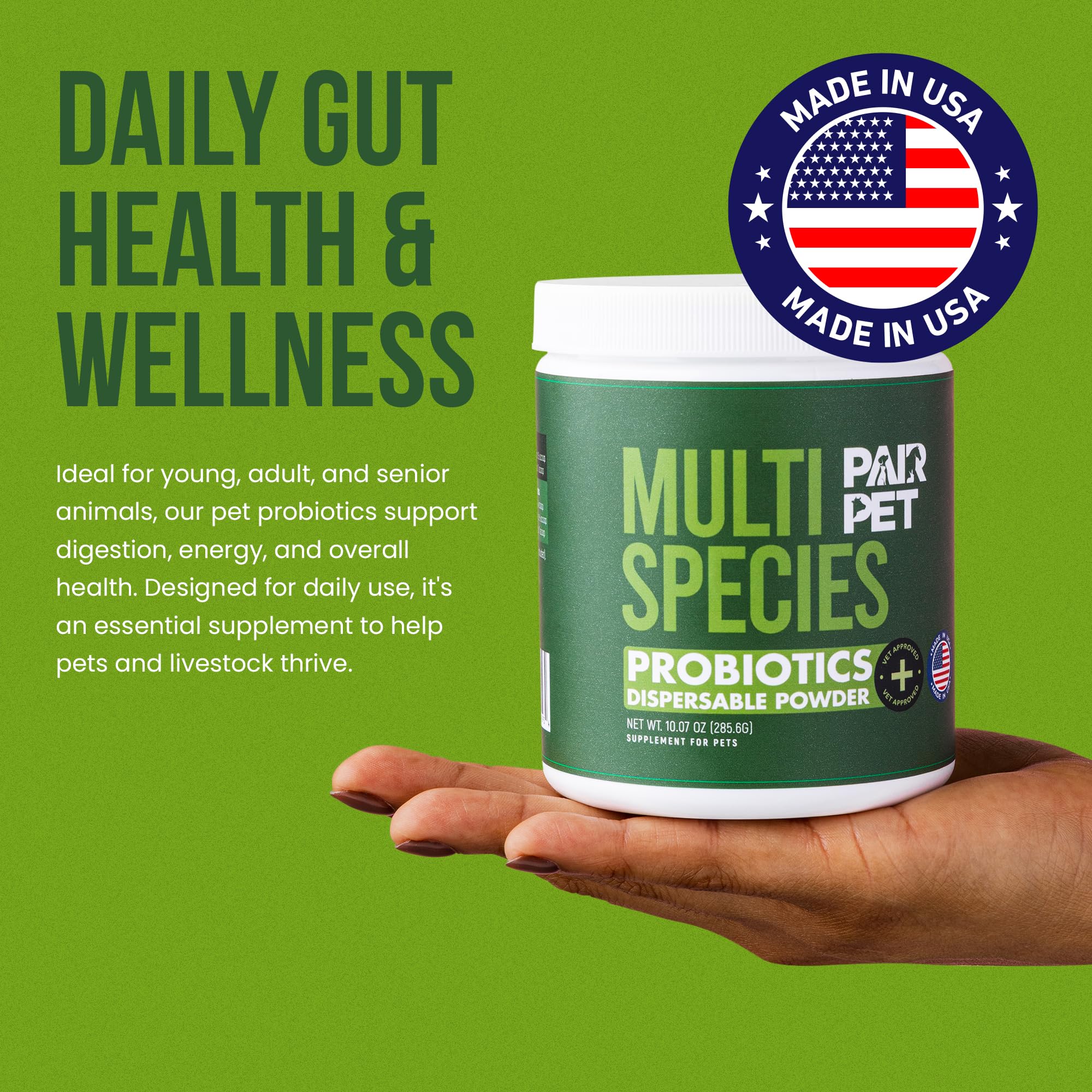 Pair Pet vet-approved formula image shows key lactobacillus strains.