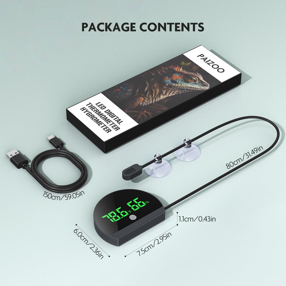 PAIZOO all-in-one thermo-hygro kit offers convenient setup and clear data at a glance.