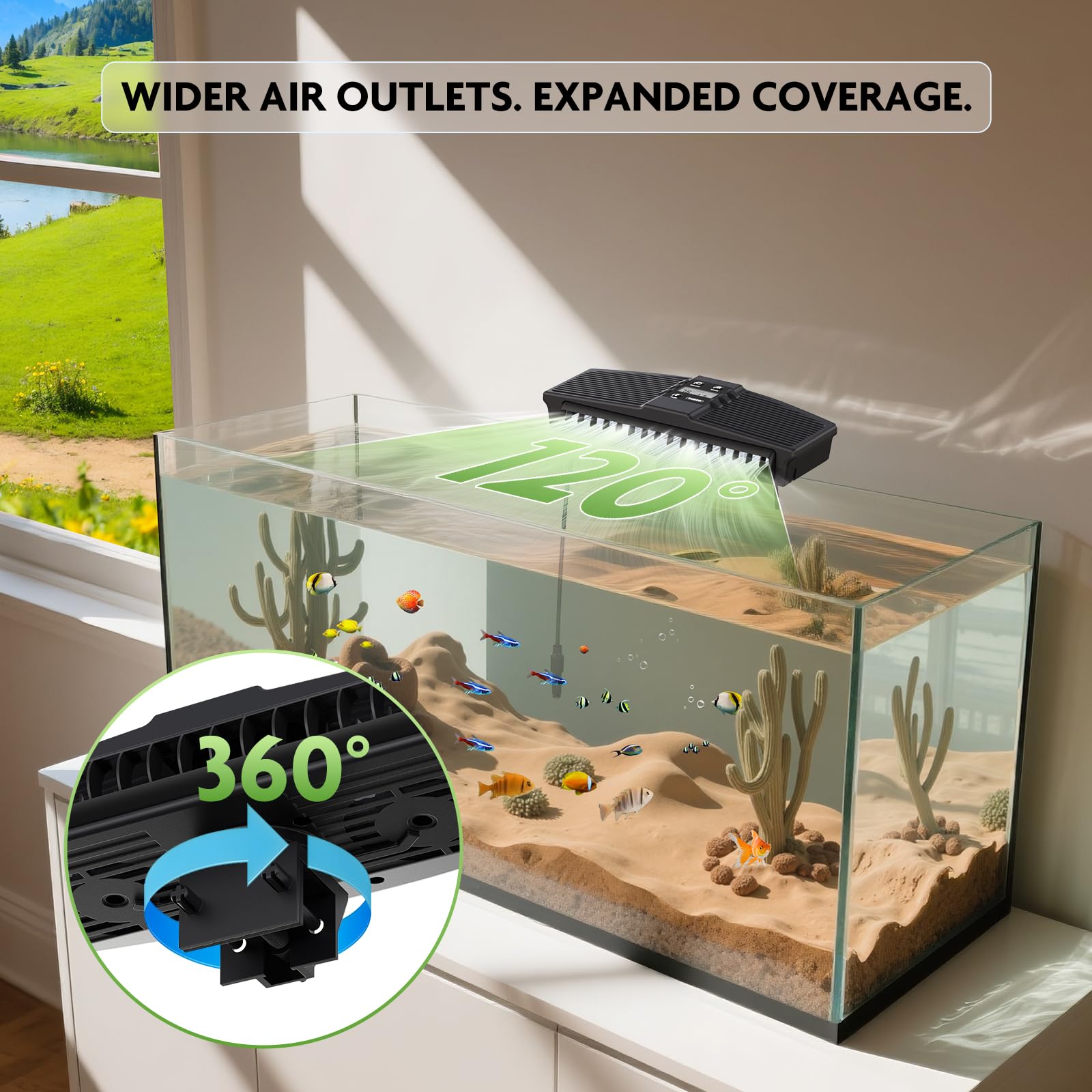 PAIZOO air vents 360 coverage for even cooling across tank