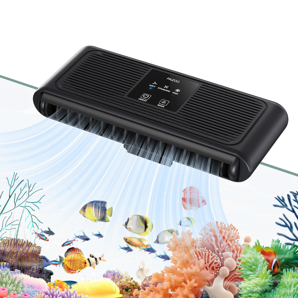 PAIZOO aquarium chiller fan front view for compact tank cooling