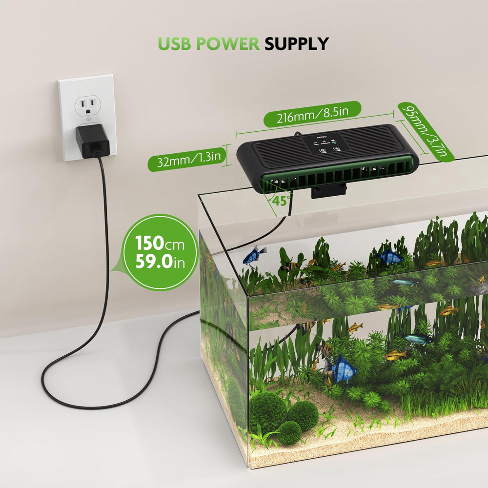 PAIZOO aquarium chiller fan package contents with USB charger and clip