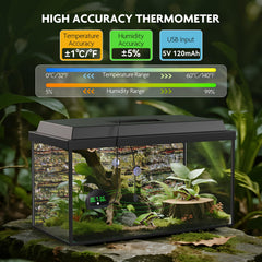 PAIZOO LED display provides crystal-clear readings in low light terrarium environments.