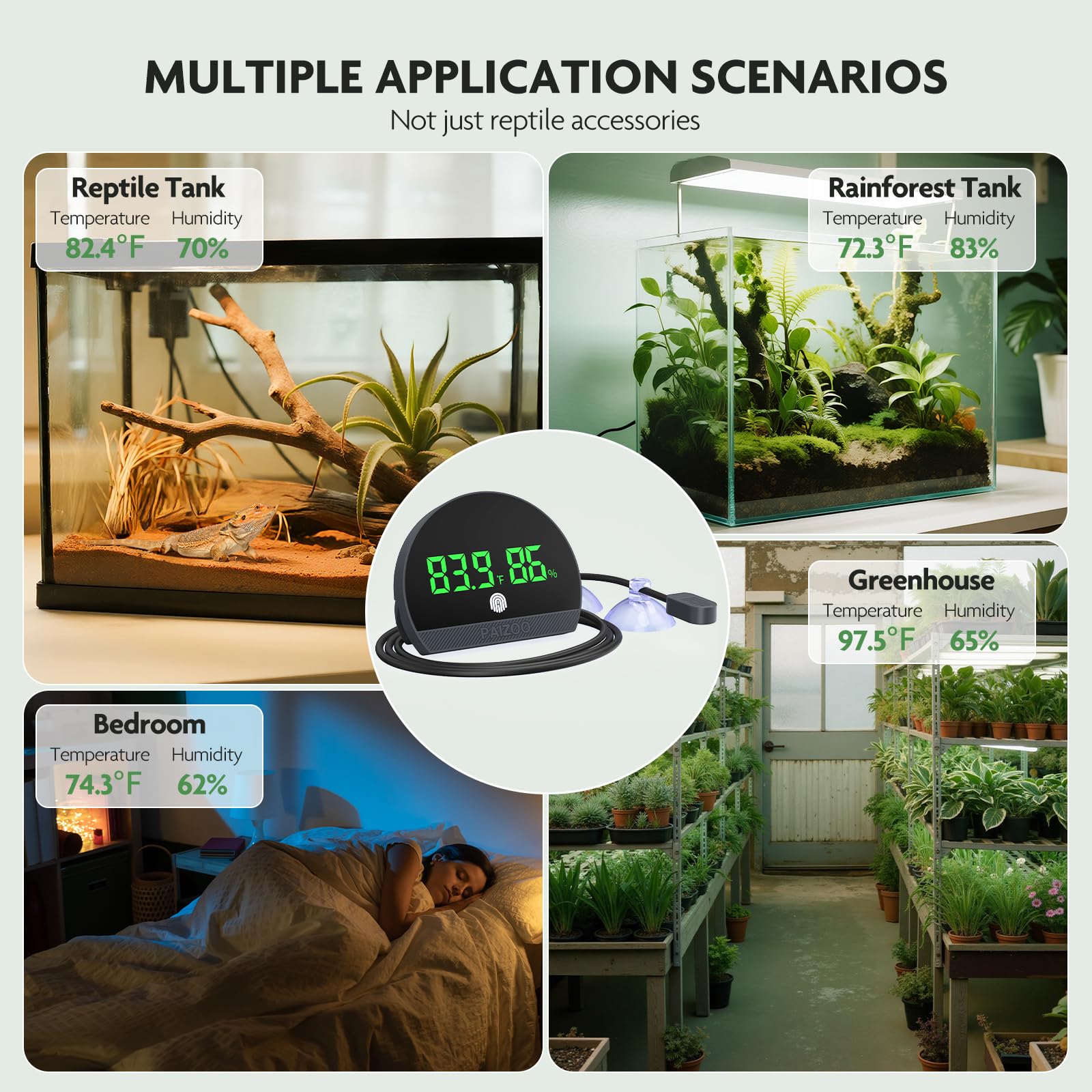 PAIZOO wall-mount suction cups secure the unit for unobtrusive observation.