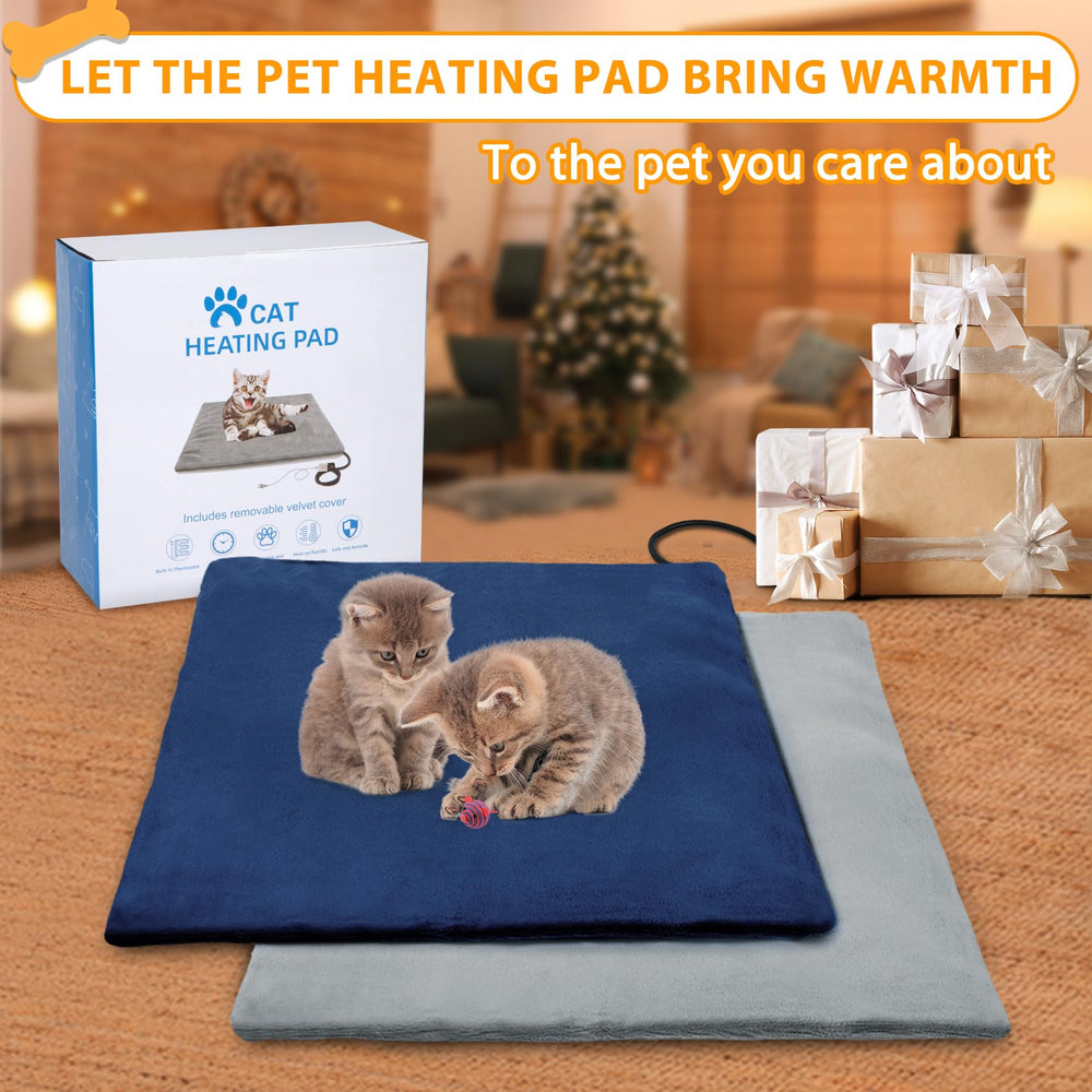 Pakimi cat heating pad outdoor in-use setup, quick warm-up in minutes.