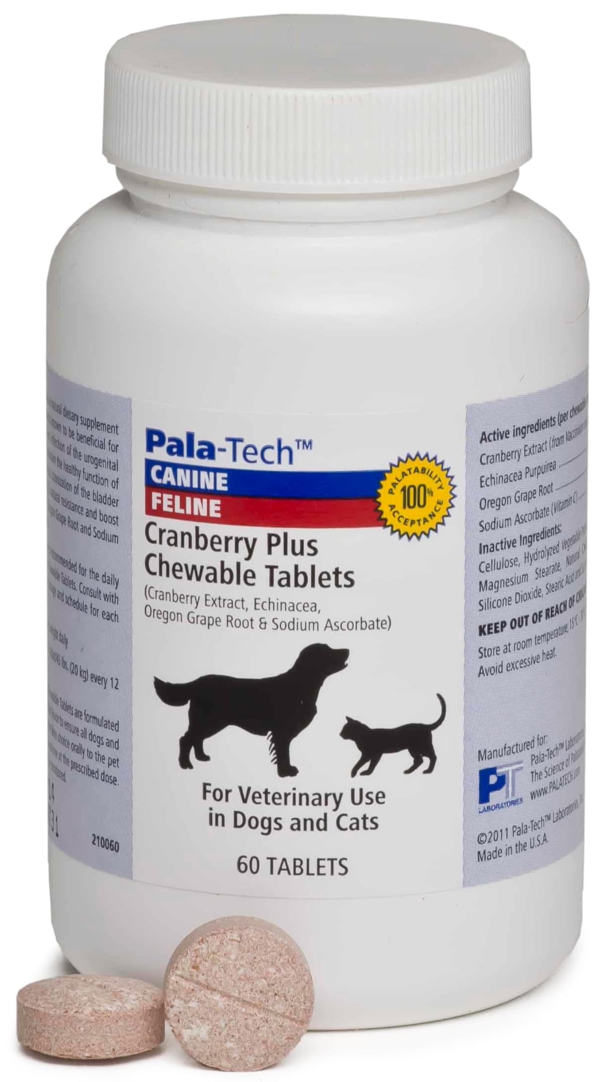Pala-Tech cranberry chewables packaging highlights natural urinary wellness for pets.