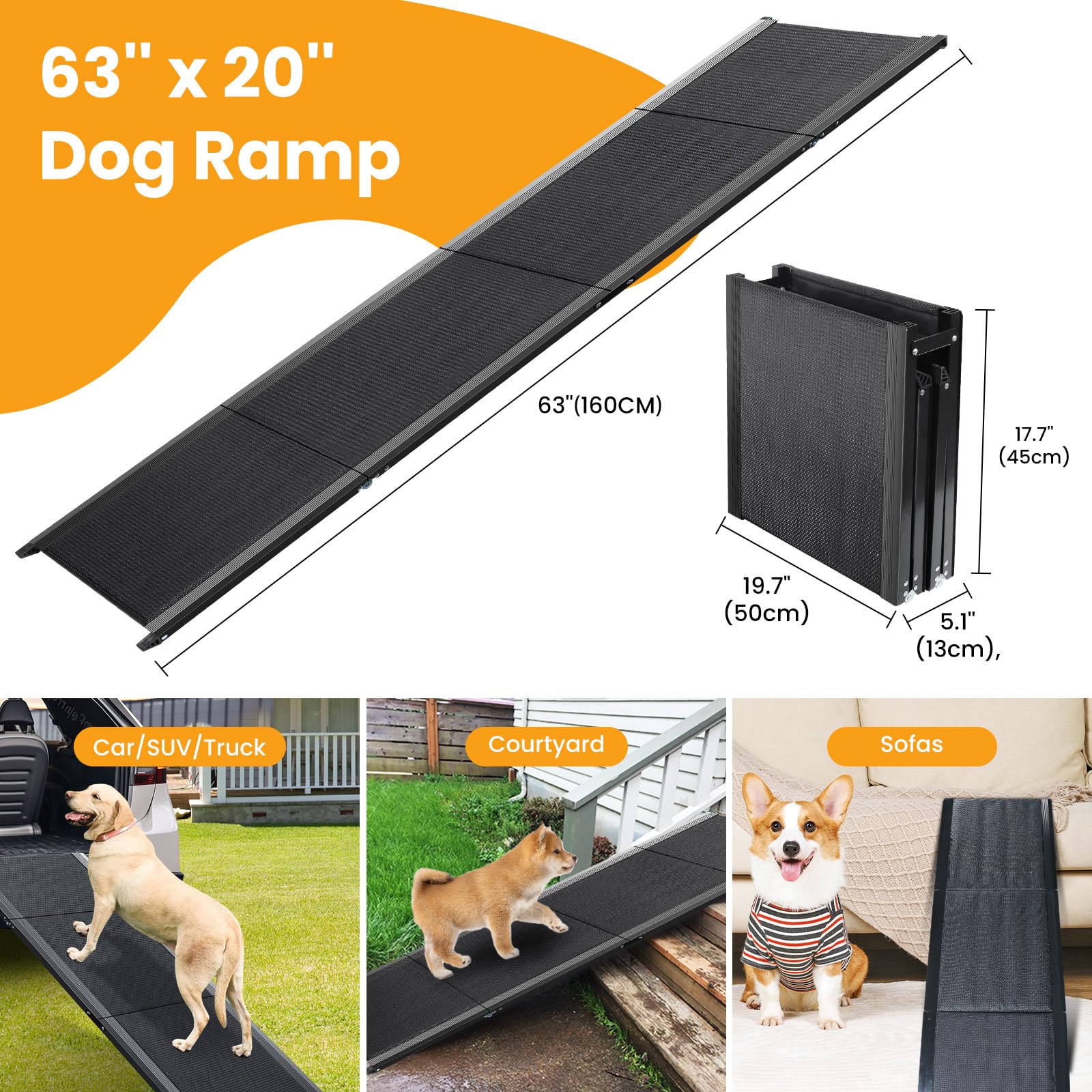 PALATALA dog ramp non-slip surface provides secure footing