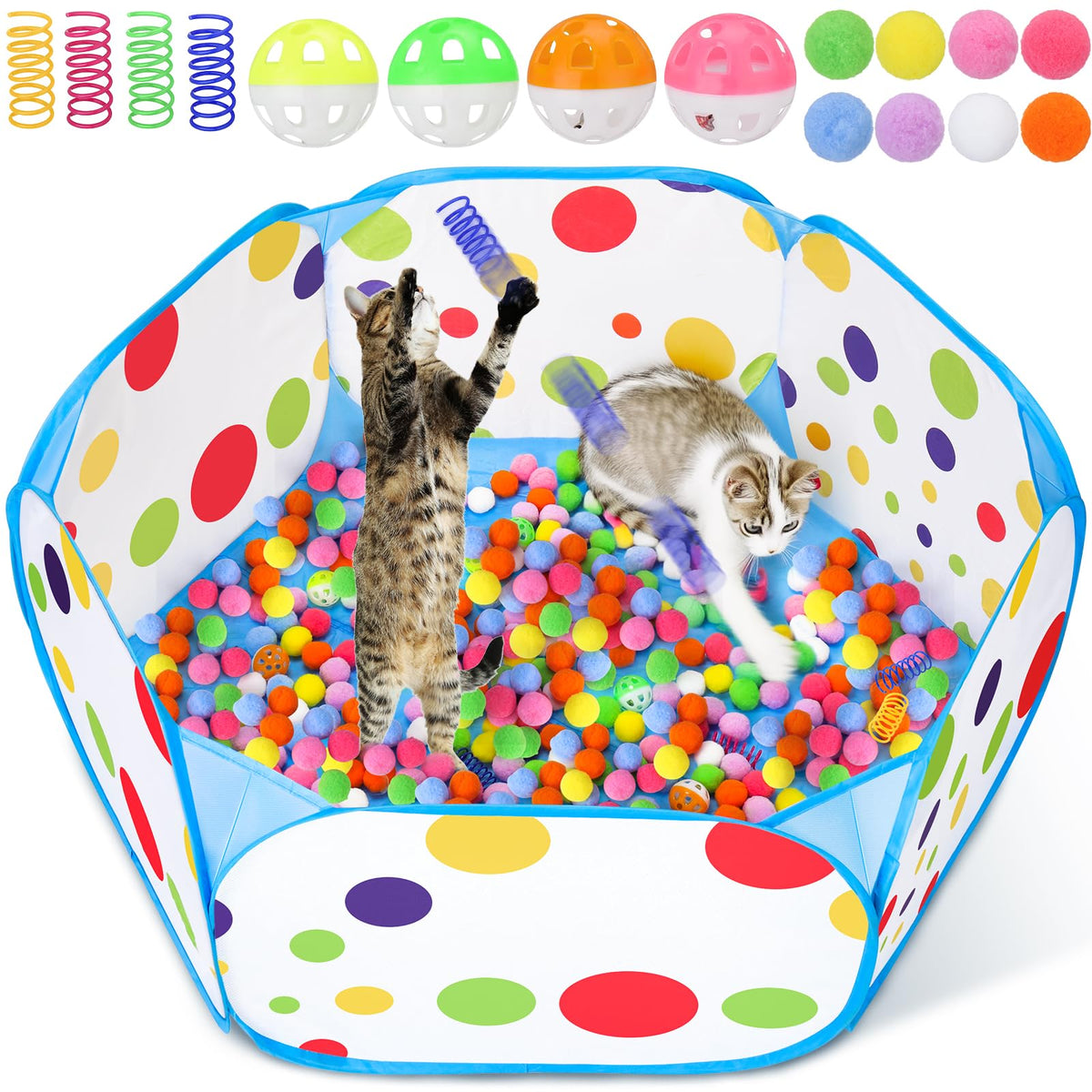 Palksky ball pit foldable cat pit shows portable enrichment for curious felines