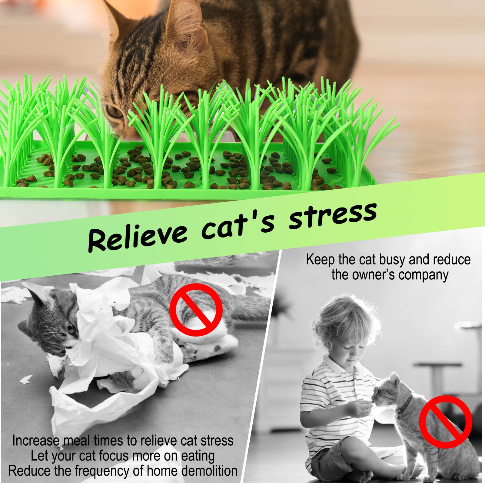Palksky silicone grass mat 3D texture – encourages paw exploration.