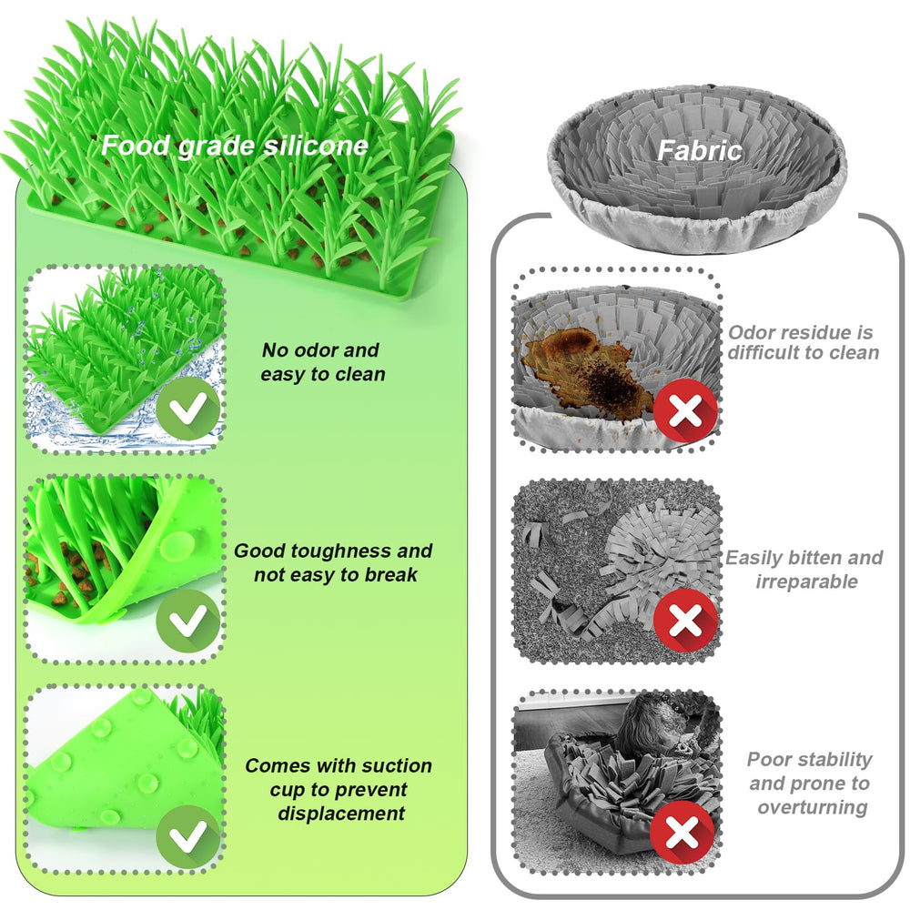 Palksky silicone grass mat green grass detail – realistic texture enhances foraging appeal.